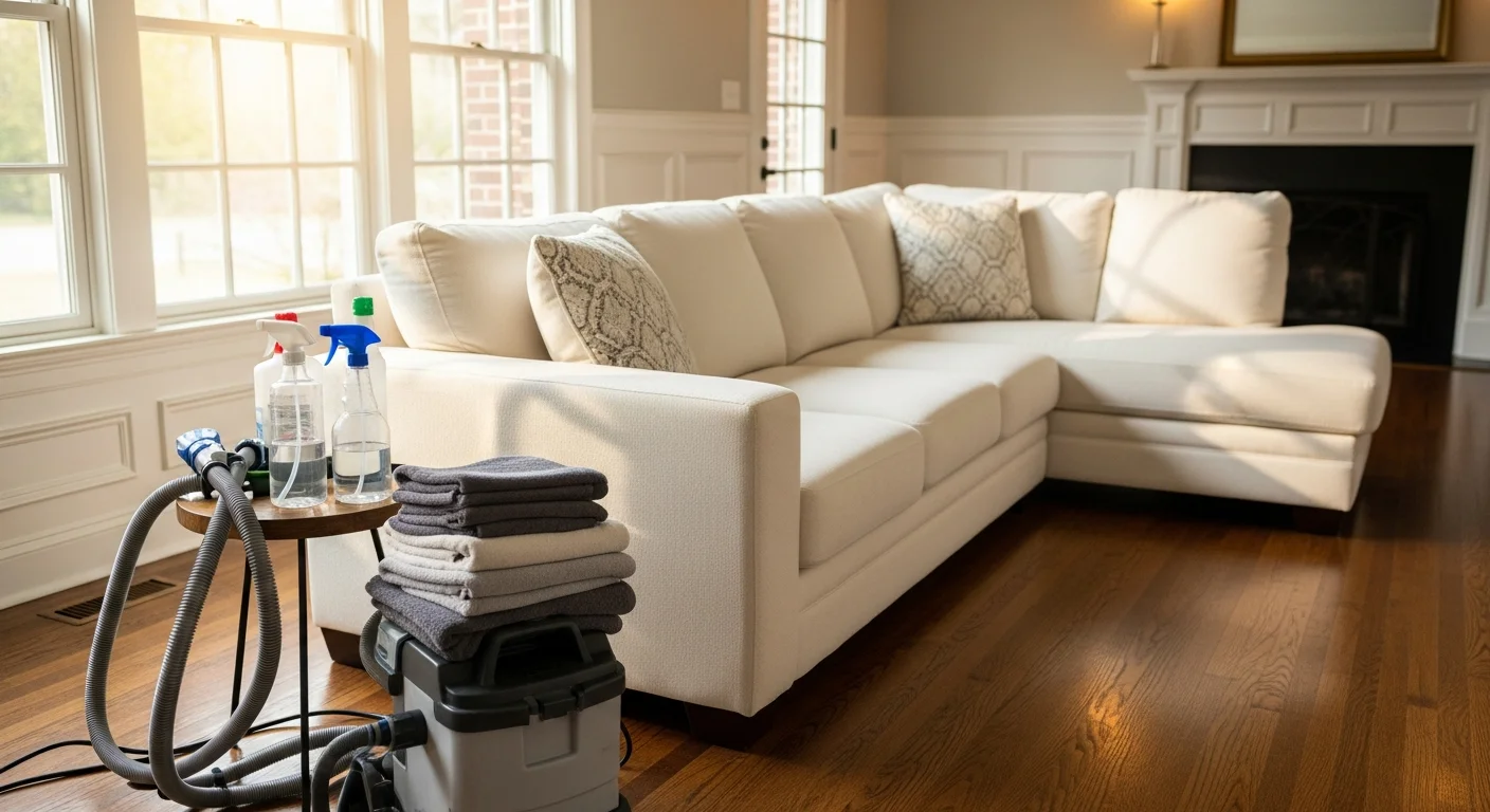 Professional upholstery cleaning on furniture