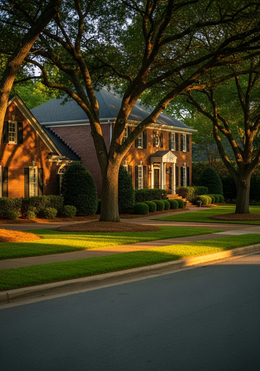 Roswell residential home with traditional architecture and established landscaping.