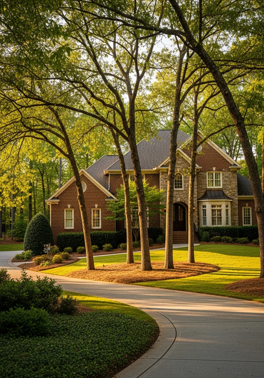 Woodstock residential home with classic architecture and established front yard.